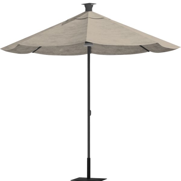 9' Gray Sunbrella Octagonal Lighted Market Patio Umbrella with USB and Solar