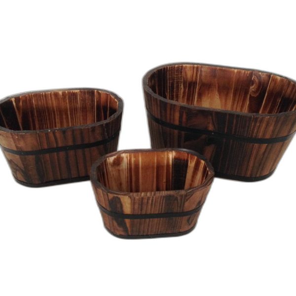 1" X 10" X 7" Brown, Wood Garden Planter - 3 Piece